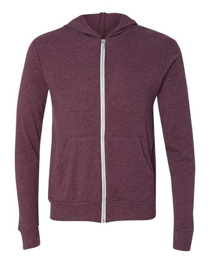 Triblend Lightweight Full-Zip Hooded Long Sleeve Tee