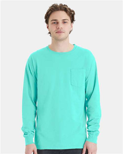 Garment-Dyed Long Sleeve T-Shirt With a Pocket