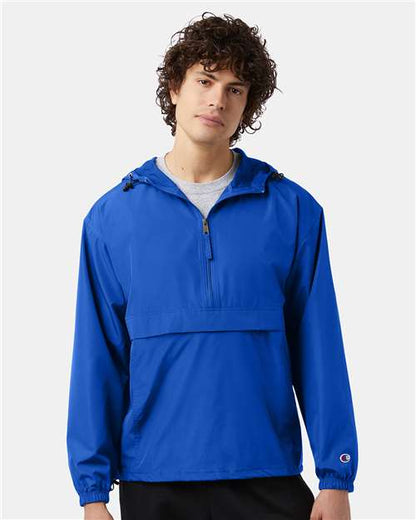 Hooded Packable Quarter-Zip Jacket