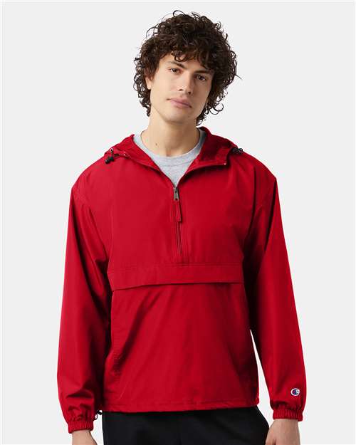 Hooded Packable Quarter-Zip Jacket