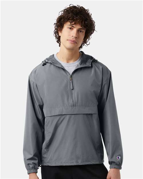 Hooded Packable Quarter-Zip Jacket