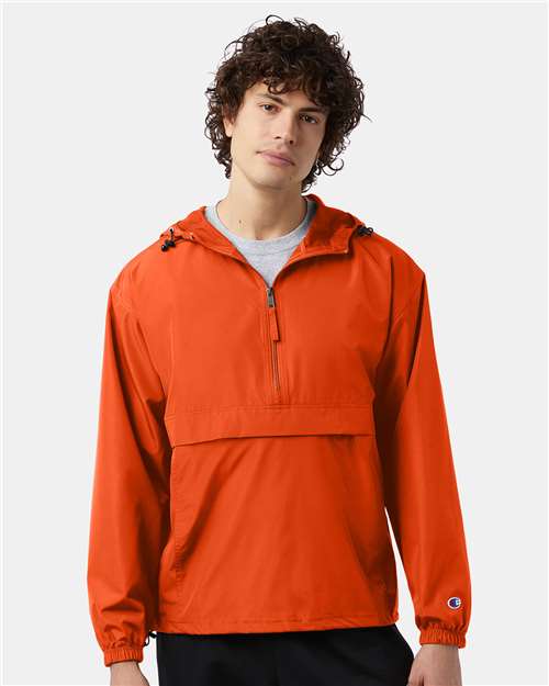 Hooded Packable Quarter-Zip Jacket