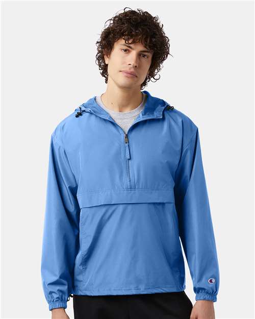 Hooded Packable Quarter-Zip Jacket