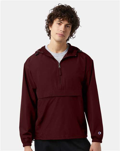 Hooded Packable Quarter-Zip Jacket