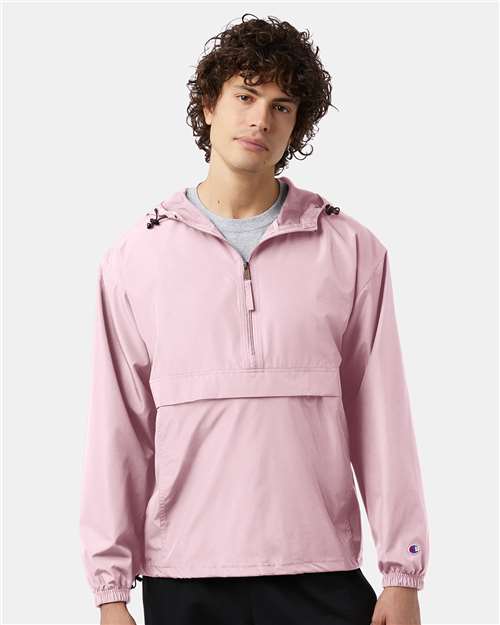 Hooded Packable Quarter-Zip Jacket