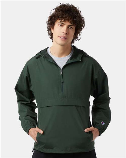 Hooded Packable Quarter-Zip Jacket