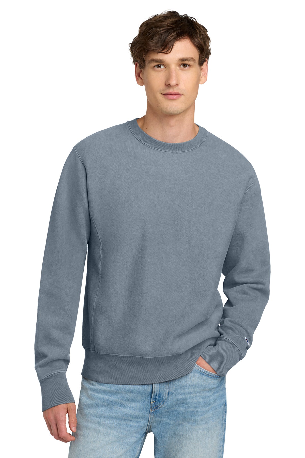 Champion  ®  Reverse Weave  ®  Garment-Dyed Crewneck Sweatshirt. GDS149