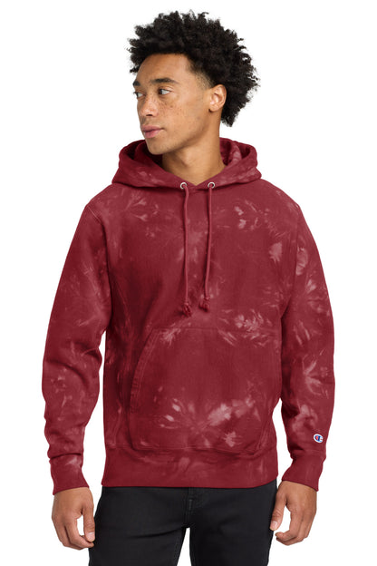 Champion  ®  Reverse Weave  ®  Scrunch-Dye Tie-Dye Hooded Sweatshirt. TDS101